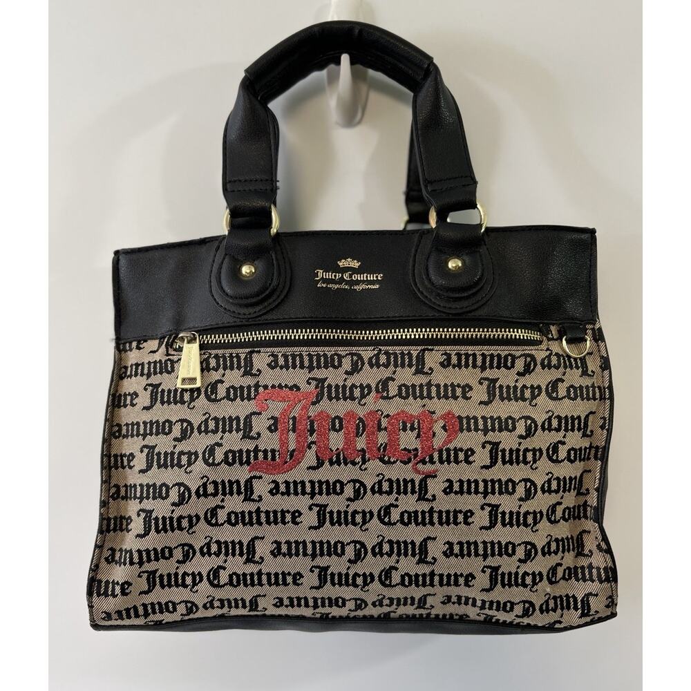 Juicy‎ Couture Logo Satchel Pink Glitter Handbag Classic Timeless Y2K